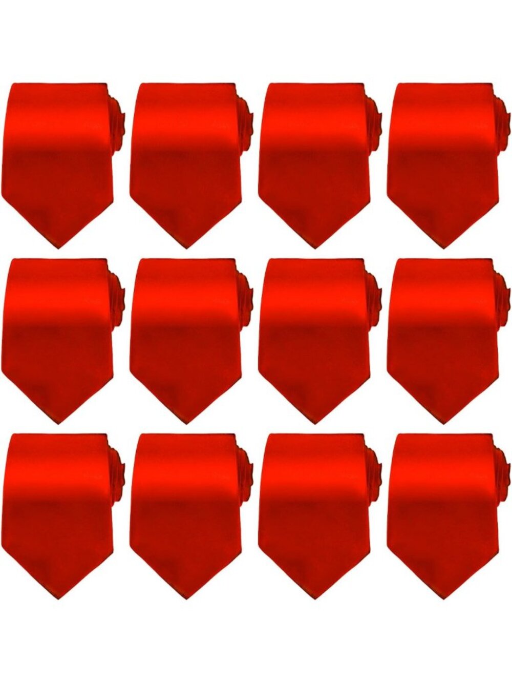 12 Pack Solid Red Ties for Men | Satin Neckties Bulk | Classic Formal